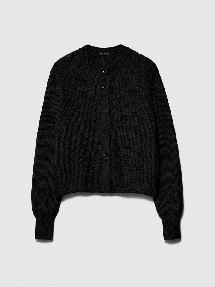 Cardigan with buttons - women's cardigans - Black | Sisley image number 6